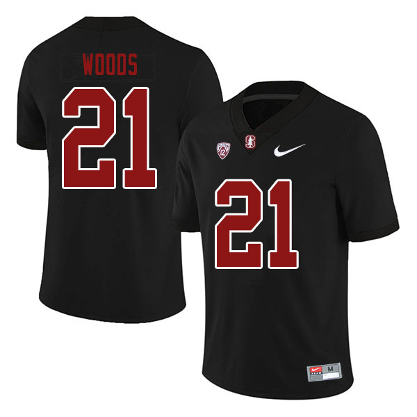 Men #21 Justus Woods Stanford Cardinal College Football Jerseys Sale-Black